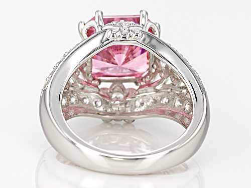 Bella Luce ® 10.22ctw Pink & White Diamond Simulant Rhodium Over Sterling Ring (5.91ctw Dew) - Size 8