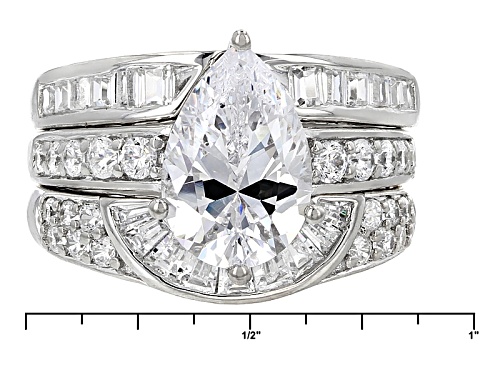 Bella Luce ® 7.26ctw Diamond Simulant Rhodium Over Sterling Silver Ring With Guards (4.14ctw Dew) - Size 12