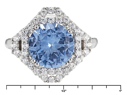 Bella Luce® 4.84ctw Lab Created Blue Spinel And White Diamond Simulant Rhodium Over Silver Ring - Size 8