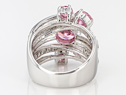 Bella Luce® 5.73ctw Pink & White Diamond Simulants Rhodium Over Sterling Silver Ring (3.39ctw Dew) - Size 7