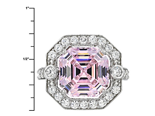 Bella Luce®14.58ctw Pink & White Diamond Simulants Rhodium Over Sterling Silver Ring (8.33ctw Dew) - Size 7