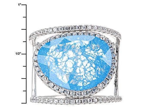 Bella Luce® 16.62ctw Blue And White Diamond Simulants Rhodium Over Sterling Ring (9.71ctw Dew) - Size 6