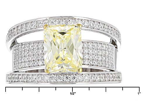 Bella Luce ® 5.66ctw Canary & White Diamond Simulants Rhodium Over Sterling Silver Ring - Size 11