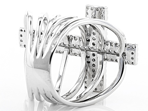 Bella Luce ® .94ctw Rhodium Over Sterling Silver Cross Ring (.53ctw Dew) - Size 5