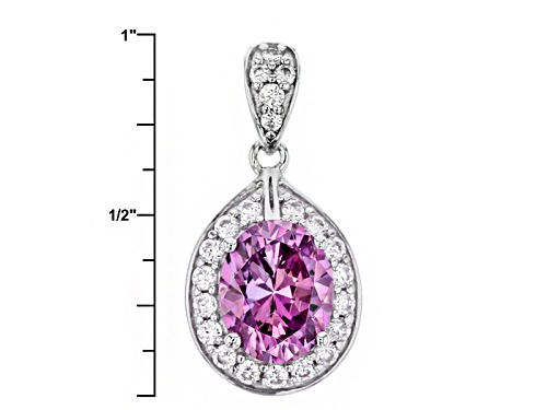 Bella Luce ® Rhodium Over Sterling Pendant With Chain With Fancy Purple Cubic Zirconia
