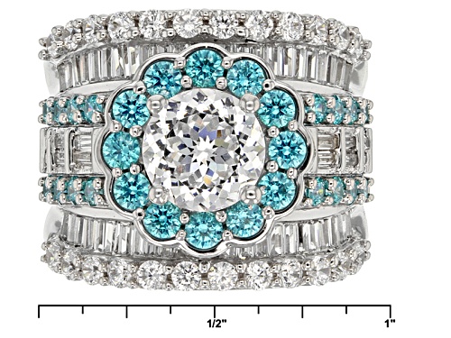 Bella Luce ® 9.53ctw Rhodium Over Silver Ring With Green Zirconia - Size 12