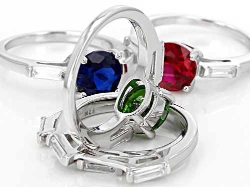 Bella Luce®12.92ctw Sapphire,Emerald, Ruby,& White Diamond Simulants Rhodium Over Sterling Rings - Size 11