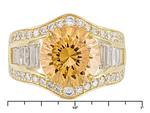 Bella Luce ® Dillenium Cut 8.24ctw Champagne And White Diamond Simulant Eterno ™ Yellow Ring - Size 11