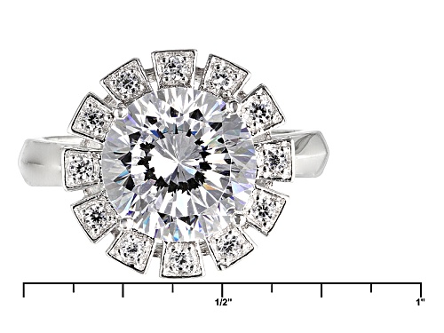 Bella Luce® Dillenium Cut 6.33ctw Diamond Simulant Rhodium Over Sterling Silver Ring (4.05ctw Dew) - Size 8