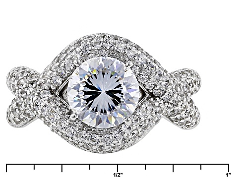 Bella Luce ® 5.47ctw Dillenium Diamond Simulant Rhodium Over Sterling Silver Ring (3.59ctw Dew) - Size 7