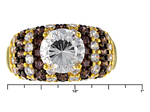 Bella Luce® Dillenium Cut 6.31ctw White & Mocha Diamond Simulants Eterno ™ Yellow Ring - Size 10