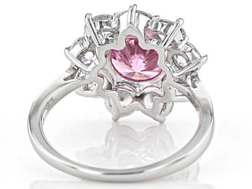 Bella Luce ® 8.64ctw Pink and White Diamond Simulants Rhodium Over Sterling Ring (5.00ctw DEW) - Size 8