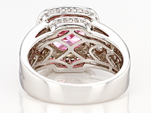Bella Luce ® 6.80ctw Dillenium Pink and White Diamond Simulants Rhodium Over Silver Ring - Size 5