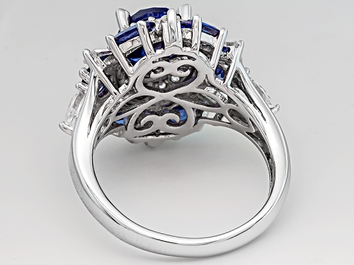 Bella Luce ® Esotica ™ 6.69ctw Tanzanite & White Diamond Simulants Rhodium Over Silver Ring - Size 7