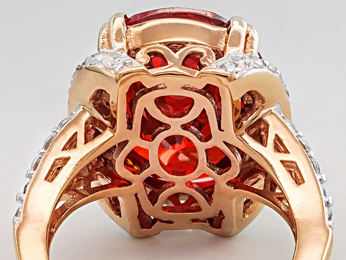 Bella Luce ® Esotica ™ 23.69ctw Fire Opal & White Diamond Simulants Eterno ™ Rose Ring - Size 5