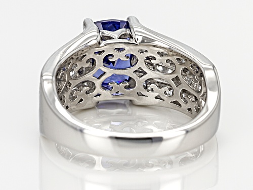 Bella Luce ® Esotica ™ 4.77ctw Tanzanite & White Diamond Simulants Rhodium Over Silver Ring - Size 8