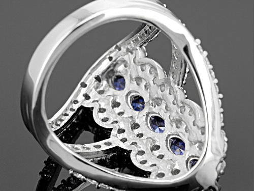 Bella Luce ® Esotica ™ 4.36ctw Tanzanite & Diamond Simulants Rhodium Over Silver Ring - Size 5