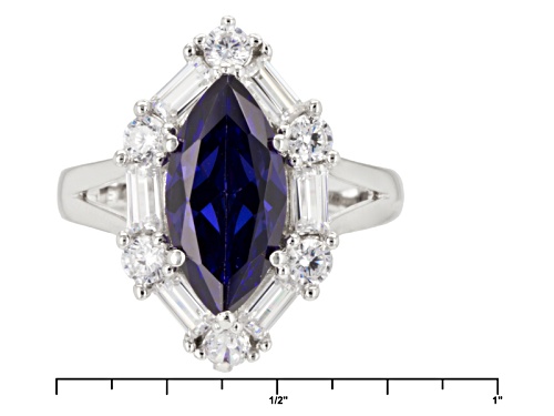 Bella Luce ® Esotica ™ 6.73ctw Tanzanite & Diamond Simulants Rhodium Over Sterling Silver Ring - Size 8
