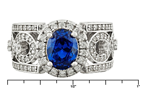 Bella Luce ® Esotica ™ 2.59ctw Tanzanite & Diamond Simulants Rhodium Over Sterling Silver Ring - Size 9
