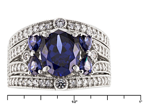Bella Luce ® Esotica ™ 5.88ctw Tanzanite & Diamond Simulants Rhodium Over Sterling Silver Ring - Size 8