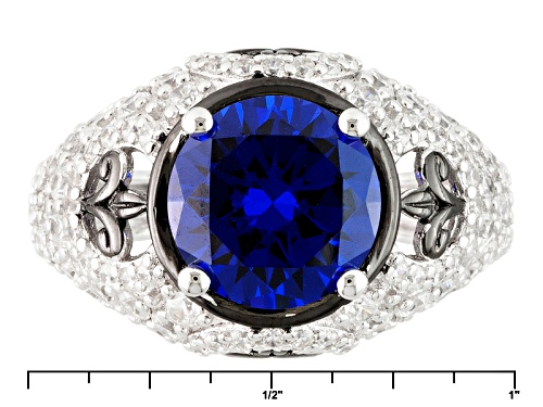 Bella Luce ® Esotica ™ 9.64ctw Tanzanite And White Diamond Simulants Rhodium Over Sterling Ring - Size 6