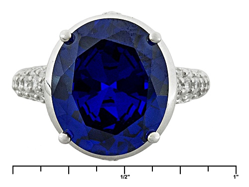 Bella Luce ® Esotica™ 14.87ctw Tanzanite And White Diamond Simulants Rhodium Over Sterling Ring - Size 6