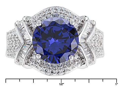 Bella Luce ® Esotica ™ 7.19ctw Tanzanite & Diamond Simulants Rhodium Over Sterling Silver Ring - Size 7