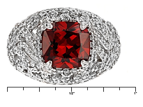 Bella Luce ® Esotica™ 7.15ctw Spessartite & Diamond Simulants Rhodium Over Sterling Silver Ring - Size 7