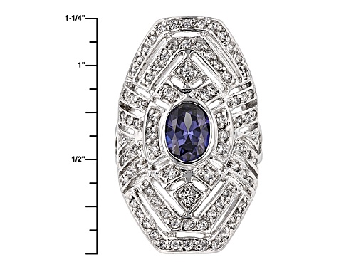 Bella Luce ® Esotica ™ 3.27ctw Tanzanite & Diamond Simulants Rhodium Over Sterling Silver Ring - Size 5