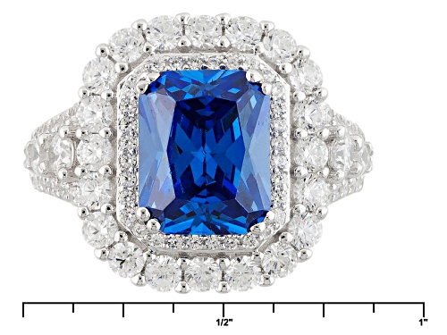Bella Luce ® 7.51ctw Sapphire & White Diamond Simulants Rhodium Over Sterling Silver Ring - Size 11