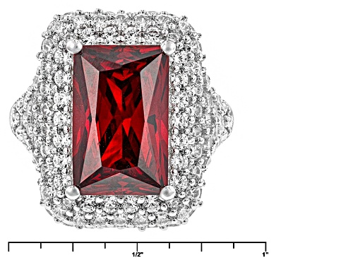 Bella Luce® Esotica™13.52ctw Spessartite Garnet & White Diamond Simulants Rhodium Over S/S Ring - Size 7