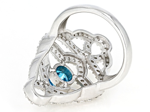 Bella Luce ® Esotica ™ 4.21ctw Neon Apatite & Diamond Simulants Rhodium Over Sterling Ring - Size 6