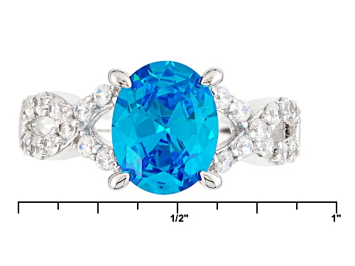 Bella Luce ® Esotica ™ 5.12ctw Neon Apatite & Diamond Simulants Rhodium Over Sterling Ring - Size 10