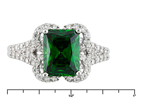 Bella Luce ® Esotica ™ 5.21ctw Tsavorite & Diamond Simulants Rhodium Over Sterling Silver Ring - Size 8