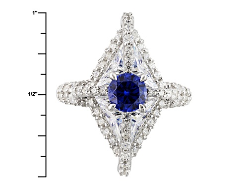 Bella Luce ® Esotica ™ 11.92ctw Tanzanite & Diamond Simulants Rhodium Over Sterling Silver Ring - Size 6