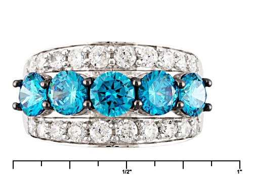 Bella Luce ® Esotica ™ 5.69ctw Neon Apatite & Diamond Simulants Rhodium Over Sterling Ring - Size 5