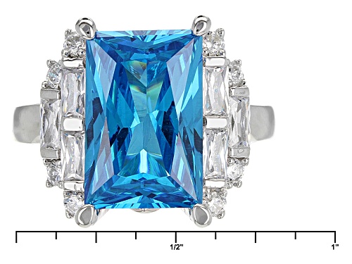 Bella Luce® Esotica™ 9.65ctw Neon Apatite And White Diamond Simulants Rhodium Over Silver Ring - Size 7
