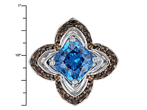 Bella Luce ® Esotica ™ Neon Apatite & Mocha Diamond Simulants Rhodium Over Sterling Silver Ring - Size 10