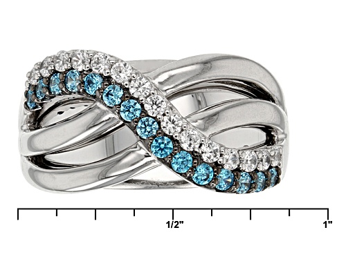 Bella Luce® Esotica ™ 1.11ctw Neon Apatite & White Diamond Simulants Rhodium Over Sterling Ring - Size 6