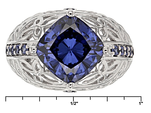 Bella Luce ® Esotica ™ 7.90ctw Tanzanite & White Diamond Simulants Rhodium Over Sterling Ring - Size 5