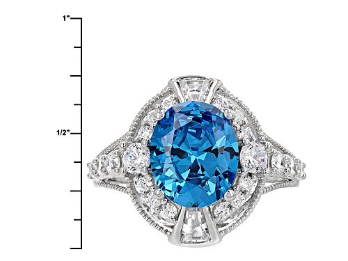 Bella Luce® Esotica ™ 8.44ctw Neon Apatite & White Diamond Simulants Rhodium Over Sterling Ring - Size 12