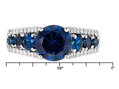 Bella Luce ® Esotica ™ 5.07ctw Tanzanite And White Diamond Simulants Rhodium Over Sterling Ring - Size 11
