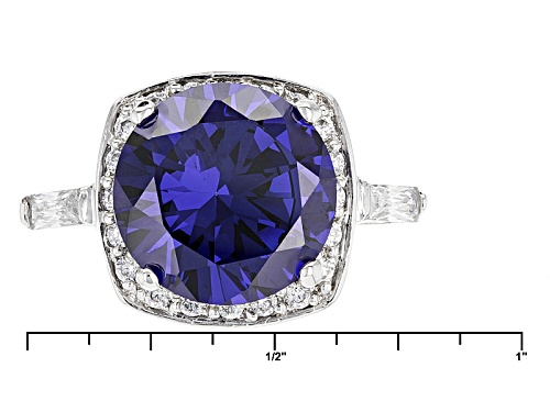 Bella Luce ® Esotica ™ 11.38ctw Tanzanite & White Diamond Simulants Rhodium Over Silver Ring - Size 11