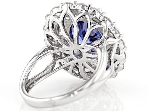 Bella Luce ® 12.90CTW Esotica ™ Tanzanite & White Diamond Simulants Rhodium Over Silver Ring - Size 12