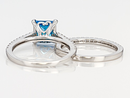 Bella Luce®3.22CTW Esotica™Neon Apatite & White Diamond Simulants Rhodium Over Silver Ring With Band - Size 8