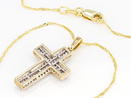 Bella Luce ® 0.85ctw 10k Yellow Gold Cross Pendant With Chain