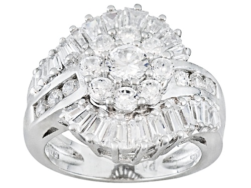 Bella Luce® 3.71ctw Round And Tapered Baguette Rhodium Over Sterling Silver Ring With Wrap - Size 5