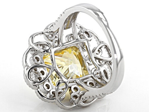 Bella Luce ® 12.68ctw Canary and White Diamond Simulants Rhodium Over Sterling Ring (6.5ctw DEW) - Size 5