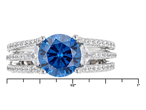 Bella Luce ®4.95ctw Blue Apatite And White Diamond Simulants Rhodium Over Sterling Ring - Size 7