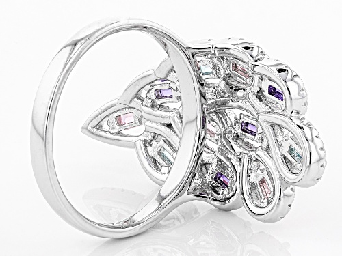 Bella Luce® 2.97ctw Blue, Purple, Pink and White Diamond Simulants Rhodium Over Sterling Ring - Size 5